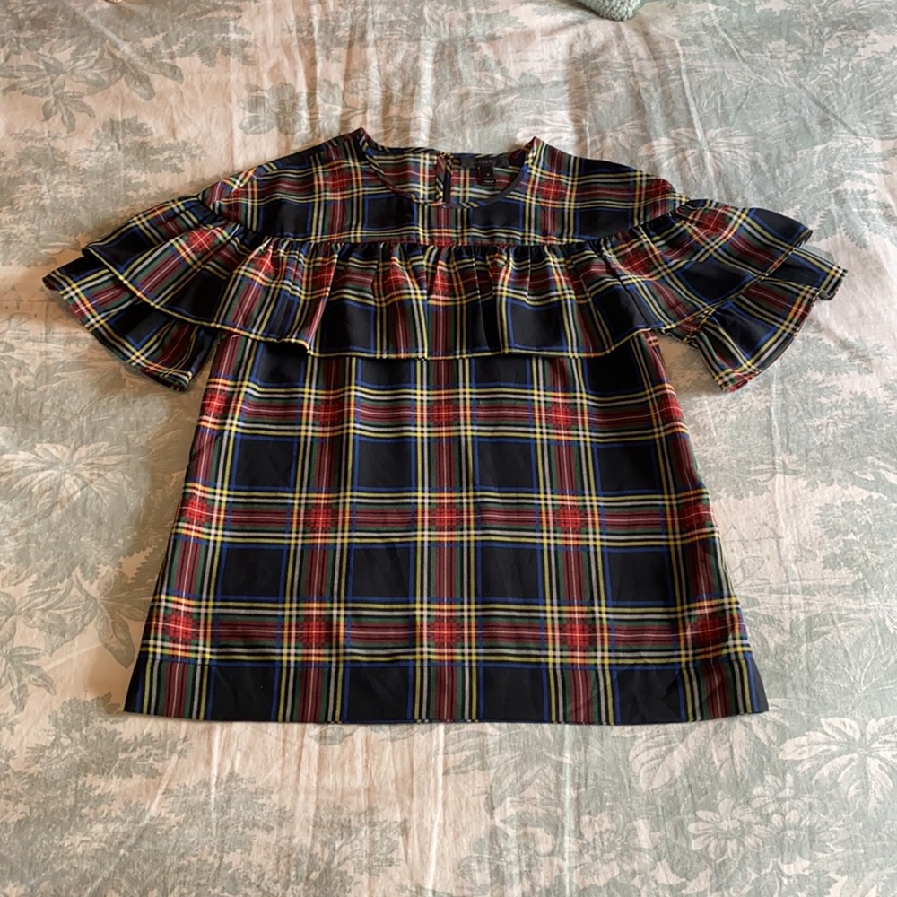 J Crew Edie Top in Stewart Tartan Plaid - Picture 2 of 11